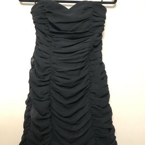Black Strapless Sweetheart Ruched Minisdress